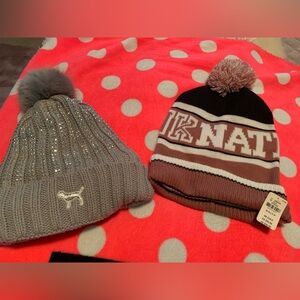 VS PINK set of brand new beanies NWOT